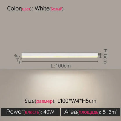 Modern minimalist white rectangular led ceiling lamp 100cm length decorbites led ceiling for living room decor