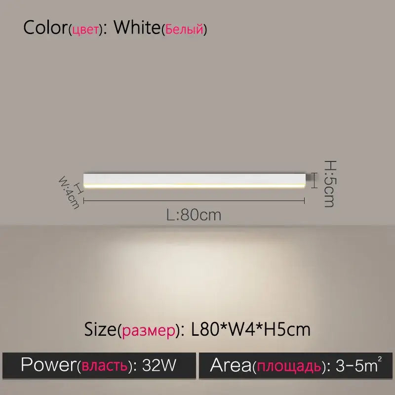 Modern minimalist white led ceiling lamp with sleek design 80cm length decorbites led ceiling for living room decor