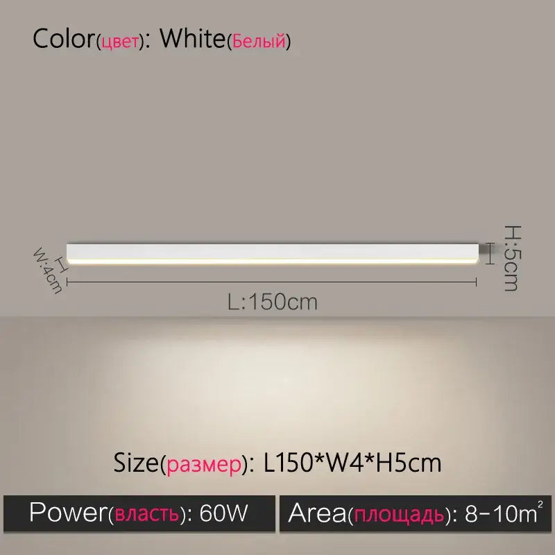 Modern minimalist white led ceiling lamp with 150cm length for living room decorbites led ceiling lighting