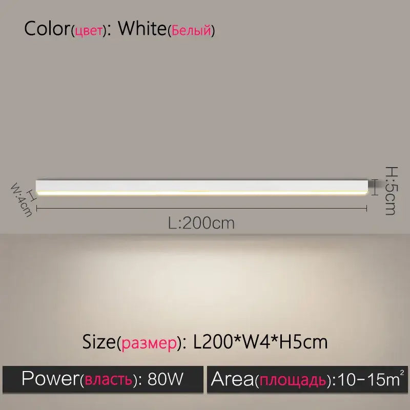 Modern minimalist white led ceiling lamp with 200cm slim strip light for living room decorbites led ceiling lighting