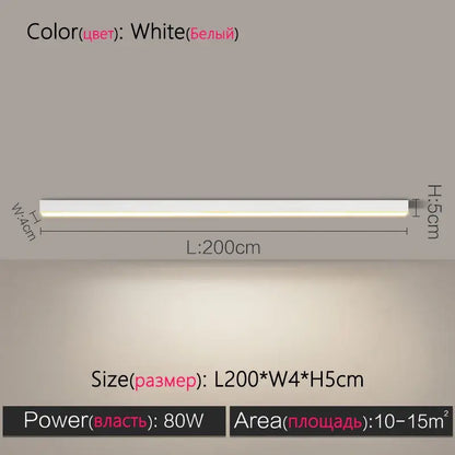 Modern minimalist white led ceiling lamp with 200cm slim strip light for living room decorbites led ceiling lighting
