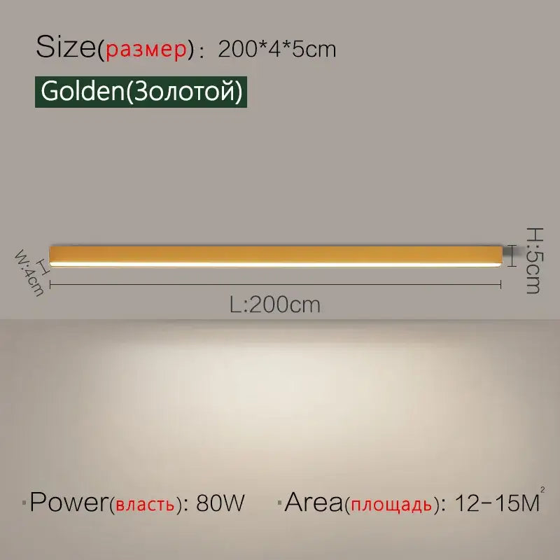Golden sleek linear led wall-mounted ceiling light fixture with modern design for living room decorbites led ceiling light
