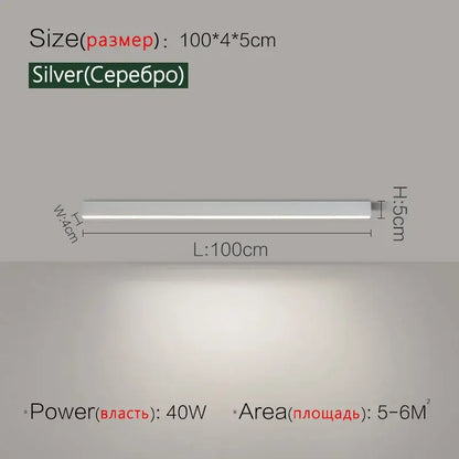 Modern minimalist silver linear led ceiling light 100cm slim profile for living room decorbites led ceiling design