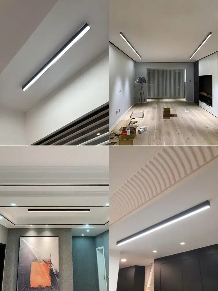 Modern minimalist linear led ceiling light with sleek black frame and bright white illumination for living room decorbites led ceiling light