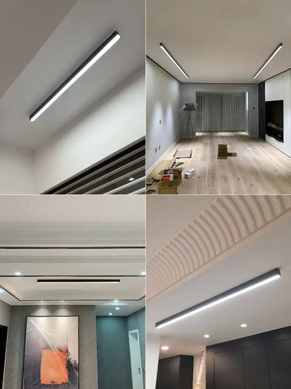 Modern minimalist linear led ceiling light with sleek black frame and bright white illumination for living room decorbites led ceiling light