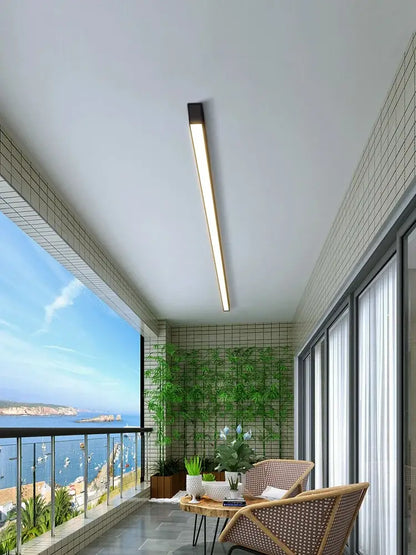 Modern minimalist linear led ceiling light with sleek black frame and warm white decorbites led ceiling illumination