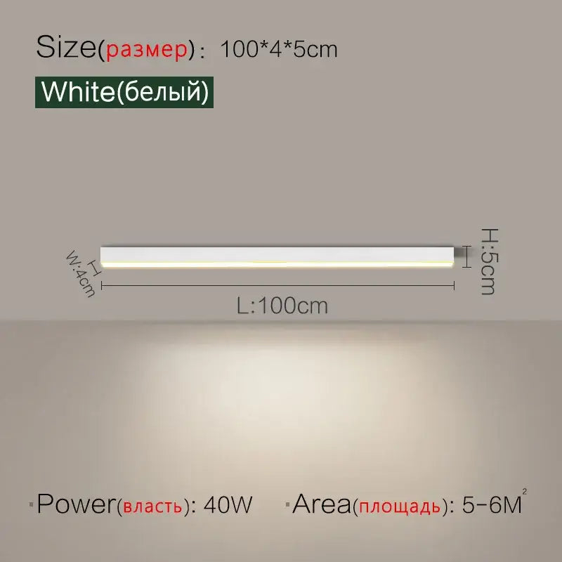 Modern minimalist white rectangular led ceiling light 100cm long for living room decorbites led ceiling lighting