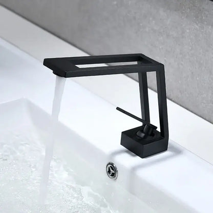 Modern minimalist matte black brass basin faucet with rectangular spout and decorbites black brass finish for bathroom mixer