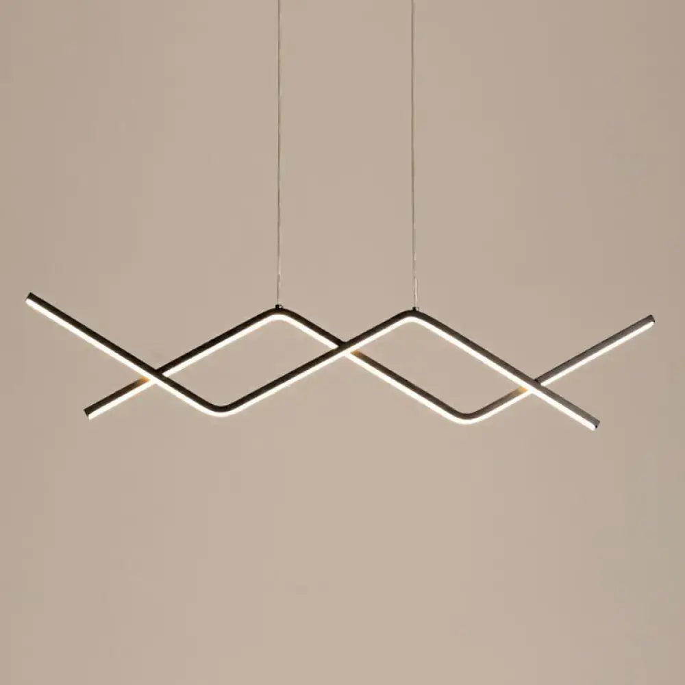 Decorbites sleek led island light fixture with black metal line art frame and integrated lighting for dining room use