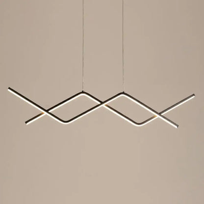 Decorbites sleek led island light fixture with black metal line art frame and integrated lighting for dining room use