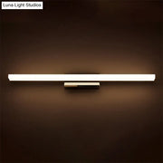 Modern minimalist silver led vanity lamp wall sconce with sleek rectangular design and warm white light bulb illumination