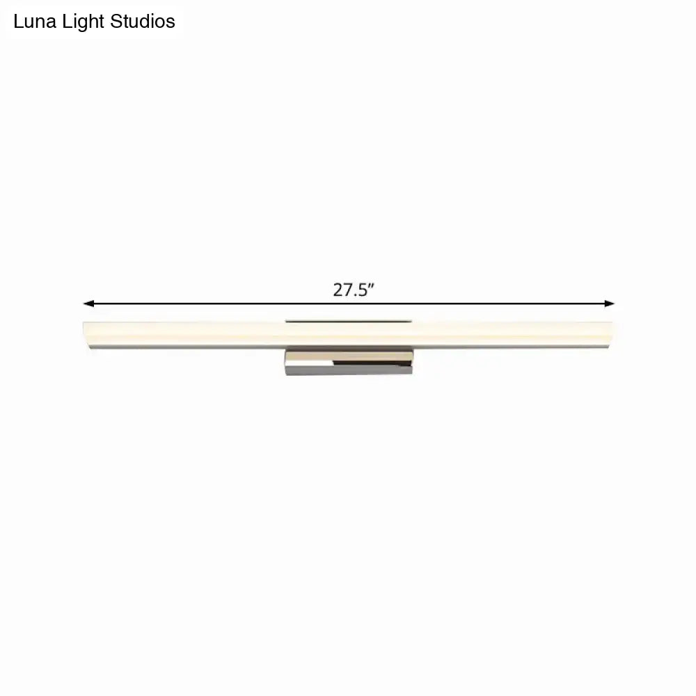 A modern style silver led vanity lamp with frosted glass diffuser and brushed nickel finish for bathroom wall lighting