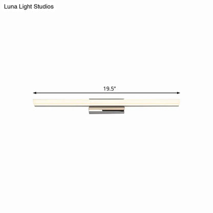 Modern minimalist silver led vanity lamp wall sconce with frosted glass diffuser and polished chrome finish light bulb