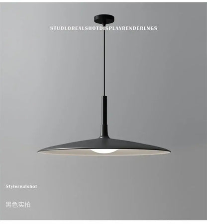 Black matte-finished modern minimalist ufo pendant lights with sleek disc-shaped shade for dining room led lighting