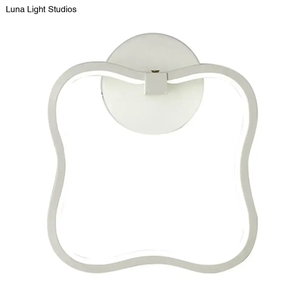Modern minimalist white curved square led wall sconce with sleek cloud-like frame and circular mounting plate for bedroom lighting