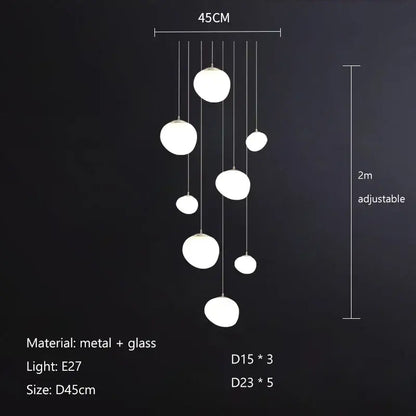 Modern minimalist white glass ball led pendant lights with seven spherical shades and metal hardware for living room decorbites glass ball pendant lights
