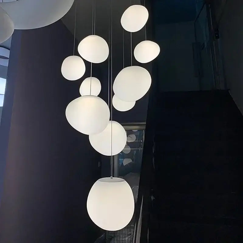 Modern minimalist white glass ball led pendant lights feature spherical decorbites glass ball design for living room decor