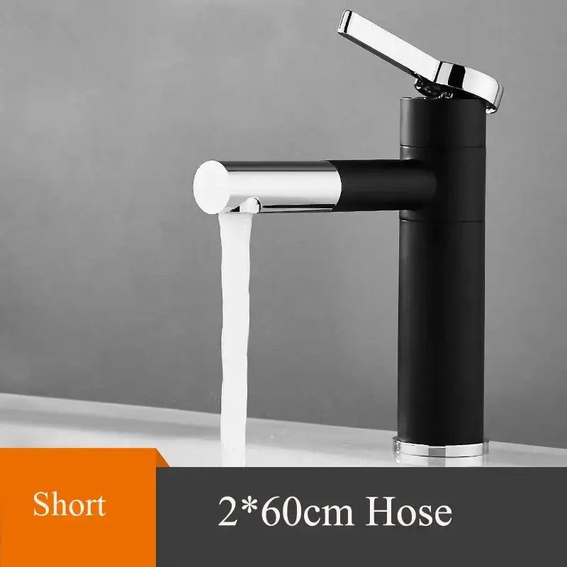 Modern minimalist black brass bathroom sink faucet with sleek black and chrome design for brass bathroom decorbites style