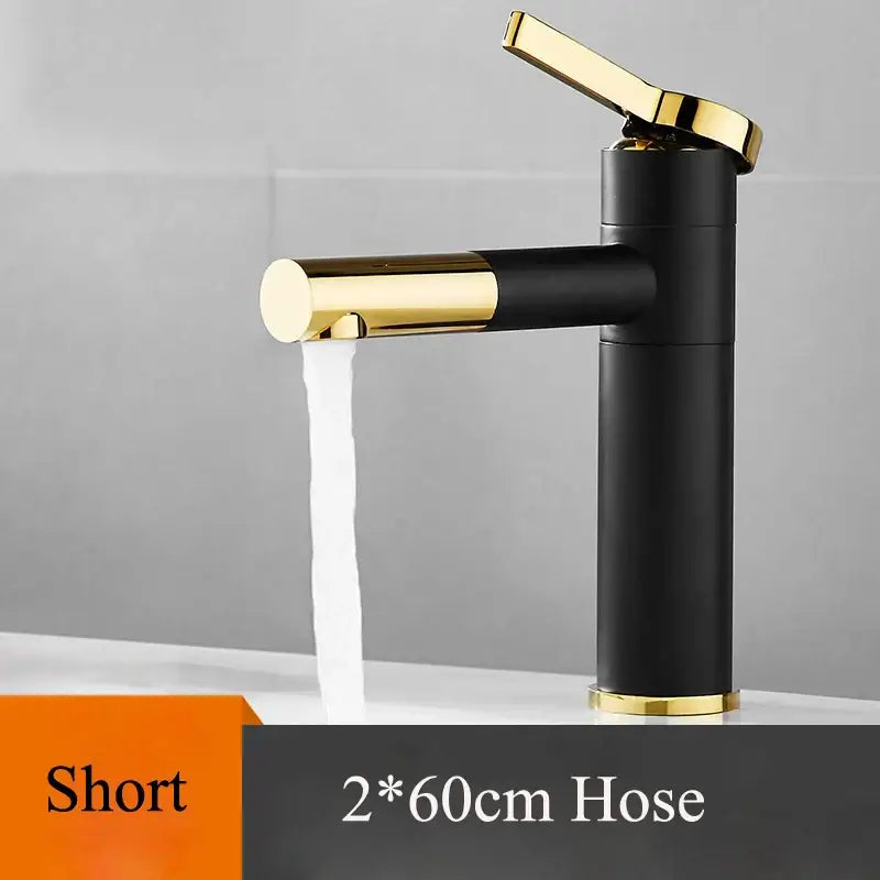 Modern minimalist white and black brass bathroom sink faucet with sleek black and gold decorbites black brass design