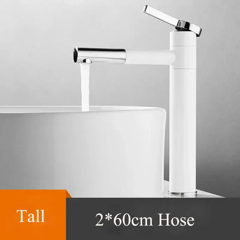 Modern white ceramic basin with sleek chrome faucet paired with decorbites black brass bathroom sink faucet