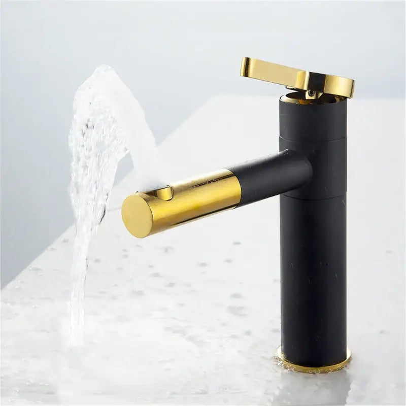 Modern minimalist white and gold black brass bathroom sink faucet with sleek black brass bathroom decorbites design