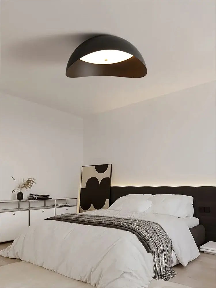 Black semi-spherical ceiling lamp with matte finish and integrated LED bulb by decorbites ingot ceiling lamp for bedrooms