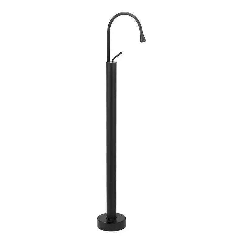 Modern minimalist black matte freestanding standing bathtub faucet with curved spout for floor standing bathtub