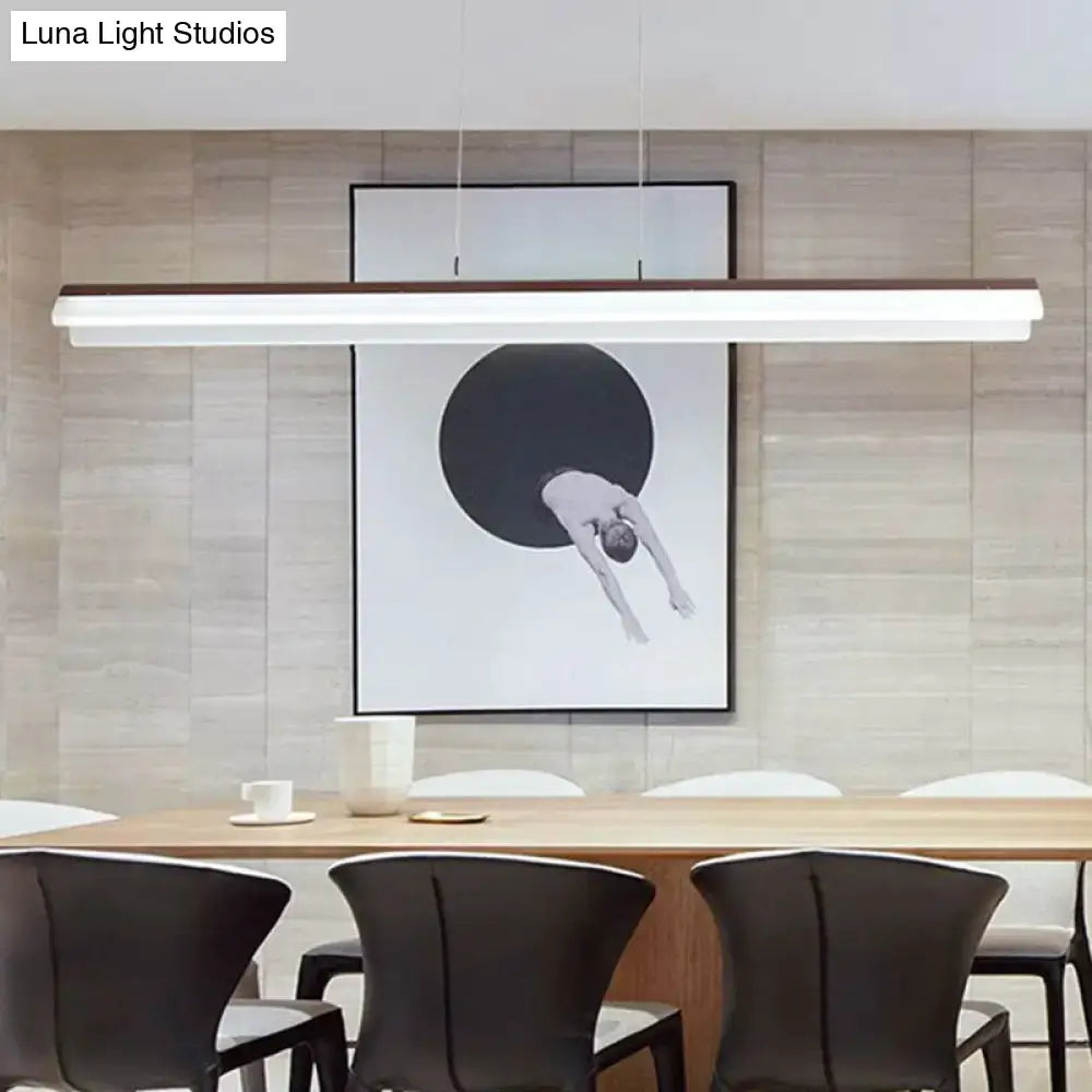Decorbites sleek coffee led pendant light fixture with white and dark wood finish for dining room lighting