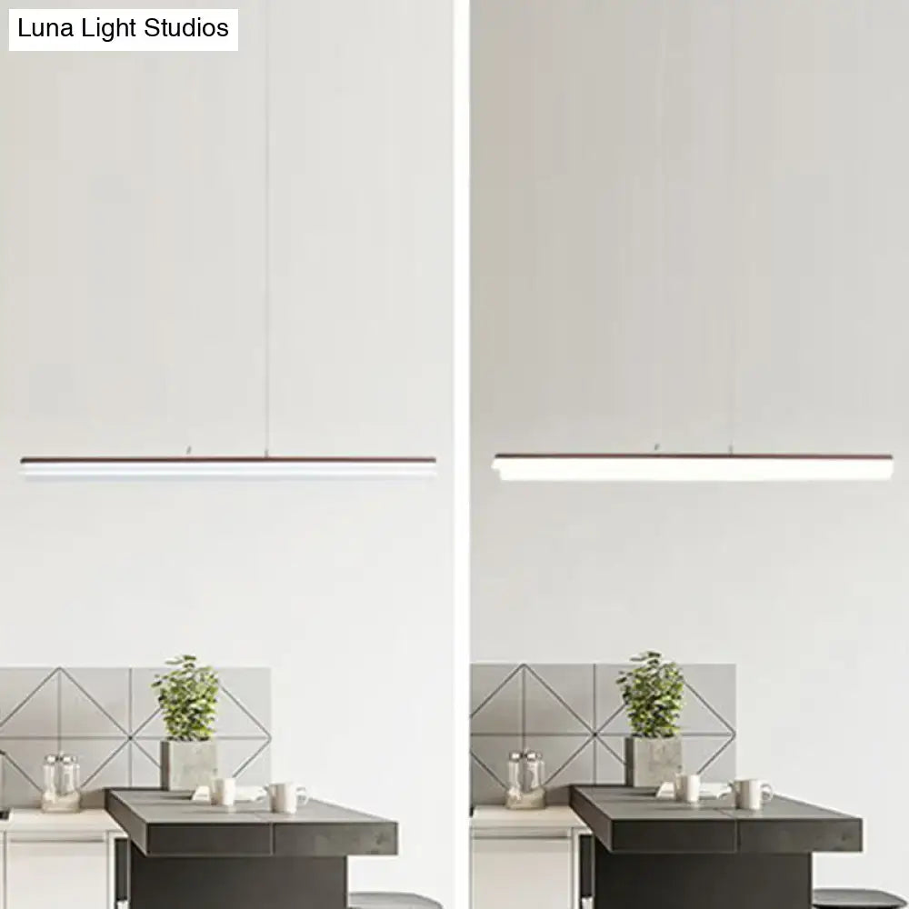 DecorBites sleek coffee LED pendant light fixture with white diffuser and aluminum frame for dining room lighting