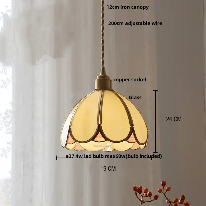Modern moon decorbites ceramic led pendant lamp with 24cm tiffany-style glass shade in warm yellow and peach tones