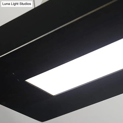Black rectangular DecorBites modern acrylic LED island light fixture with bright panel and adjustable fixture width of 31.5/39 inches