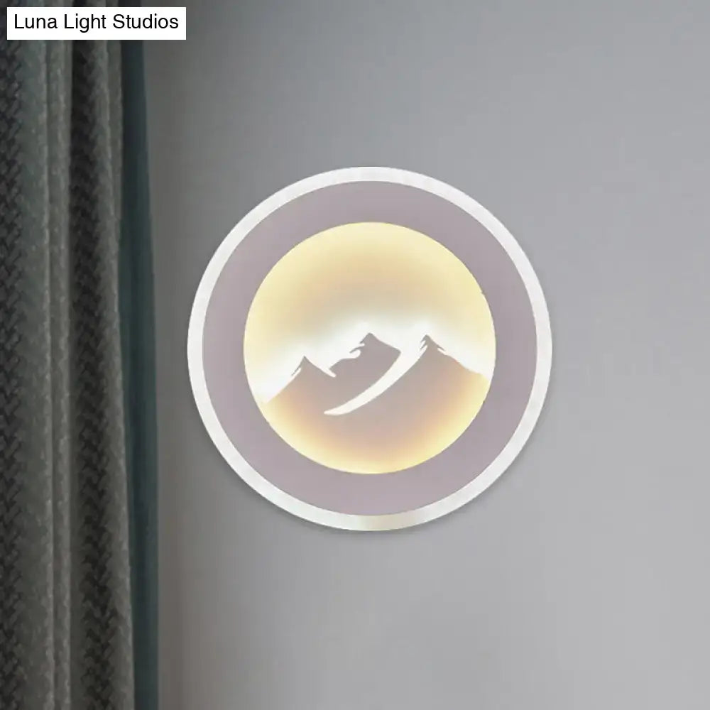 Modern mountain silhouette led wall sconce 12 inches fixture with warm glow and illuminated mountain peak design