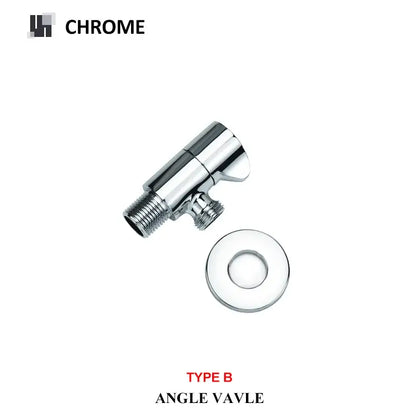 Modern multi finish decorbites brass triangle angle valve with chrome finish and matching circular flange for bathroom use