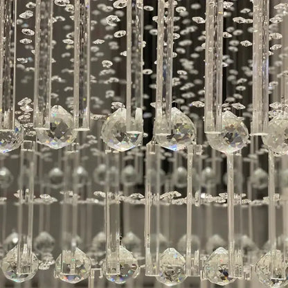 Modern multi tier crystal ceiling chandelier with clear faceted teardrop crystals by decorbites for living room decor
