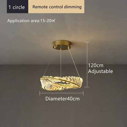 Modern multi tier gold decorbites crystal led chandelier with circular design and adjustable height for dining room use