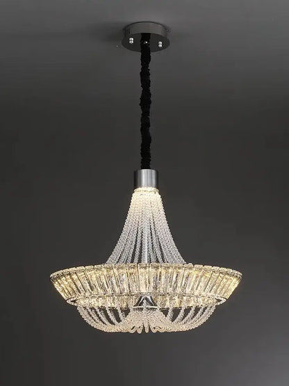 Modern multi tiered crystal ceiling chandelier with chrome finish and clear glass crystals for living room decorbites crystal ceiling