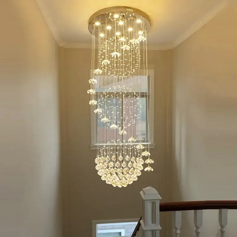 Modern multi-tiered crystal hanging chandelier with clear glass beads and flower pendants for hanging chandelier indoor decorbites crystal hanging