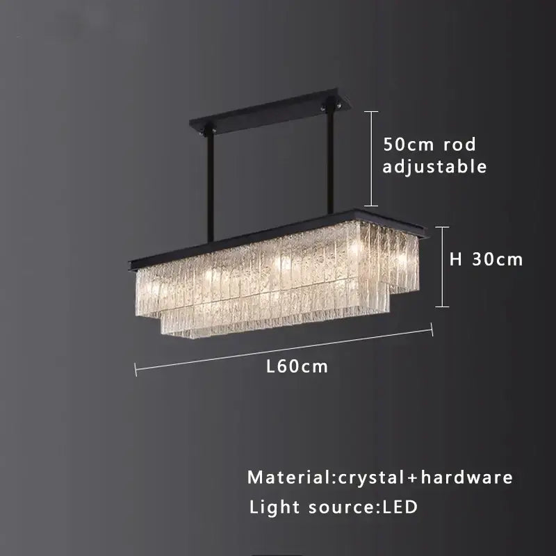 Modern multi tiered decorbites elegant crystal glass chandelier with black hardware and led lighting for dining room decor