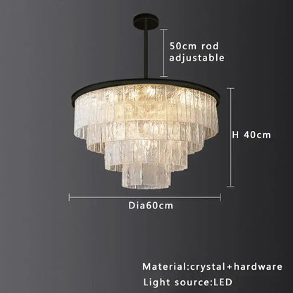 Elegant multi tiered gold crystal glass chandelier with black metal frame and adjustable rod for dining room decorbites elegant crystal