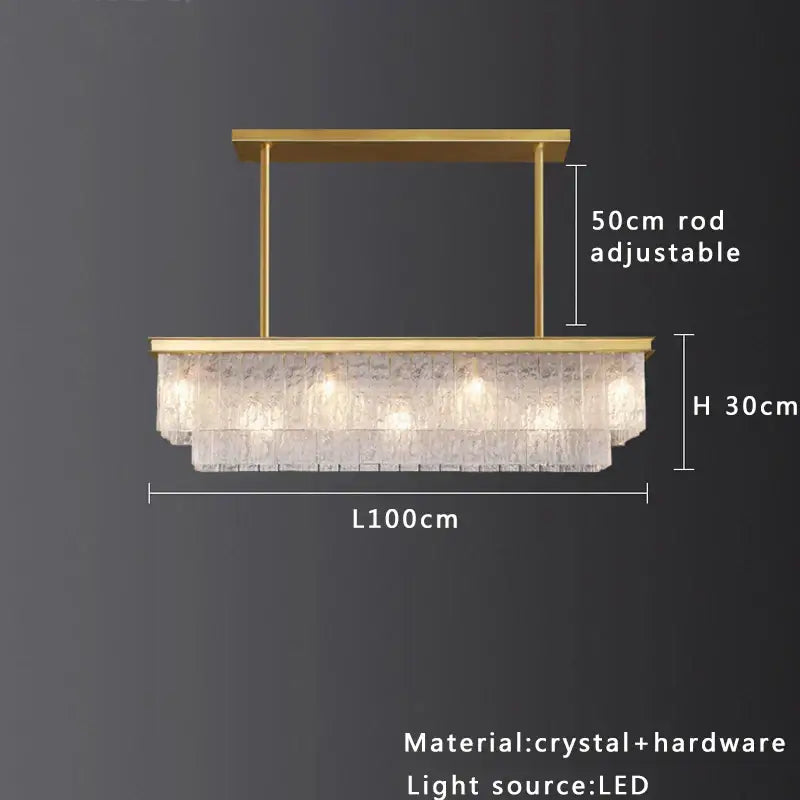 A modern multi tiered gold crystal glass chandelier with cascading textured glass for elegant dining room decorbites elegant crystal