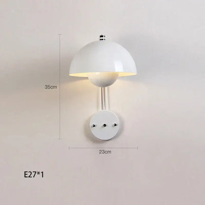 Modern white glossy mushroom-shaped wall lamp with sleek metallic stem decorbites colorful led bedside lamp for bedroom
