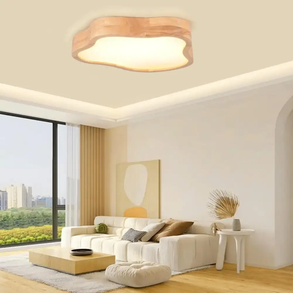 Modern nordic cloud shape wooden ceiling light with natural wood finish and warm glow for bedroom decorbites ceiling light