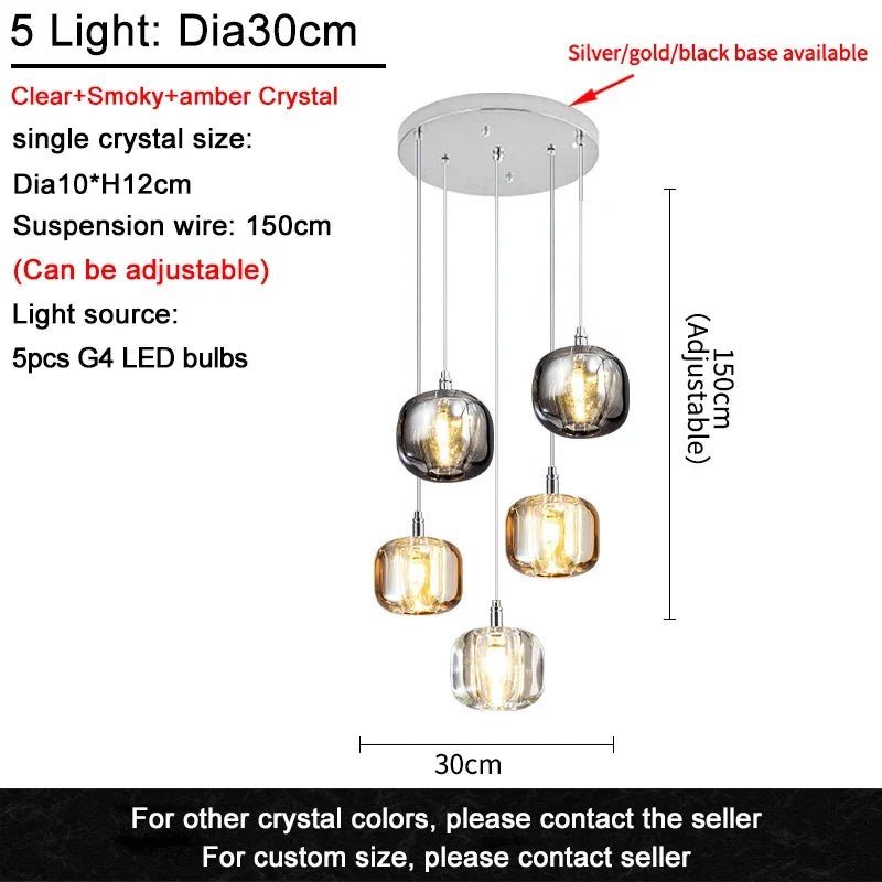 Modern Nordic Crystal Cluster Pendant Light - Decorbites