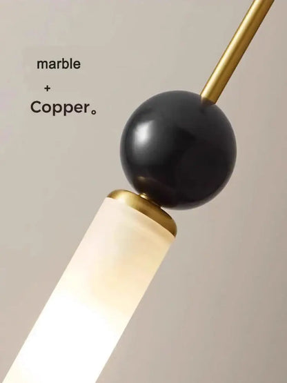 Modern nordic decorbites copper wall lamp with black marble sphere copper accents and frosted glass shade for living room