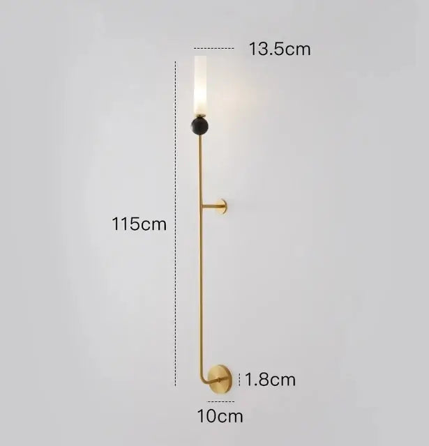 Gold-toned modern nordic decorbites copper wall lamp with slender stem and black accent for living room lighting
