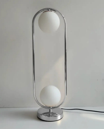 Modern nordic golden body glass led desk lamp with chrome finish and frosted globes in decorbites golden body design