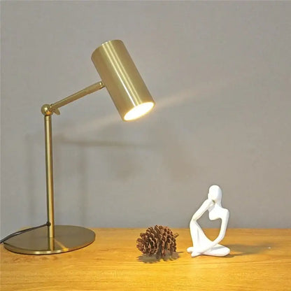 Modern nordic decorbites golden table lamp with adjustable brass desk light and cylindrical head for bedroom decor