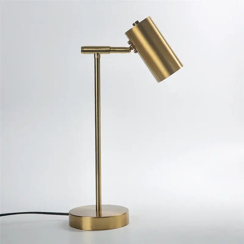 Modern nordic decorbites golden table lamp with brass finish adjustable desk light and cylindrical shade
