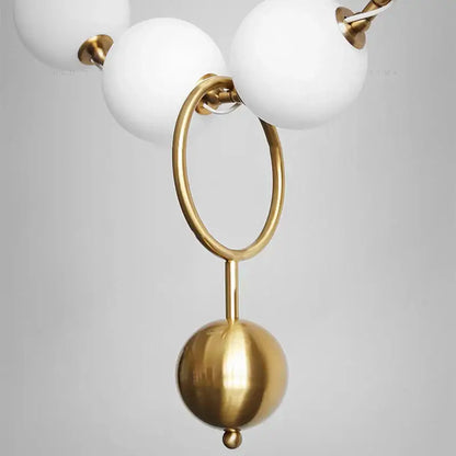 Modern nordic led pendant lamp with white glass globes and polished brass accents for dining room decorbites nordic led
