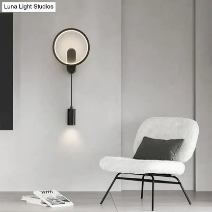 Modern nordic led black gold wall lamp with sleek metal frame and adjustable downward-facing light fixture for bedroom sconce